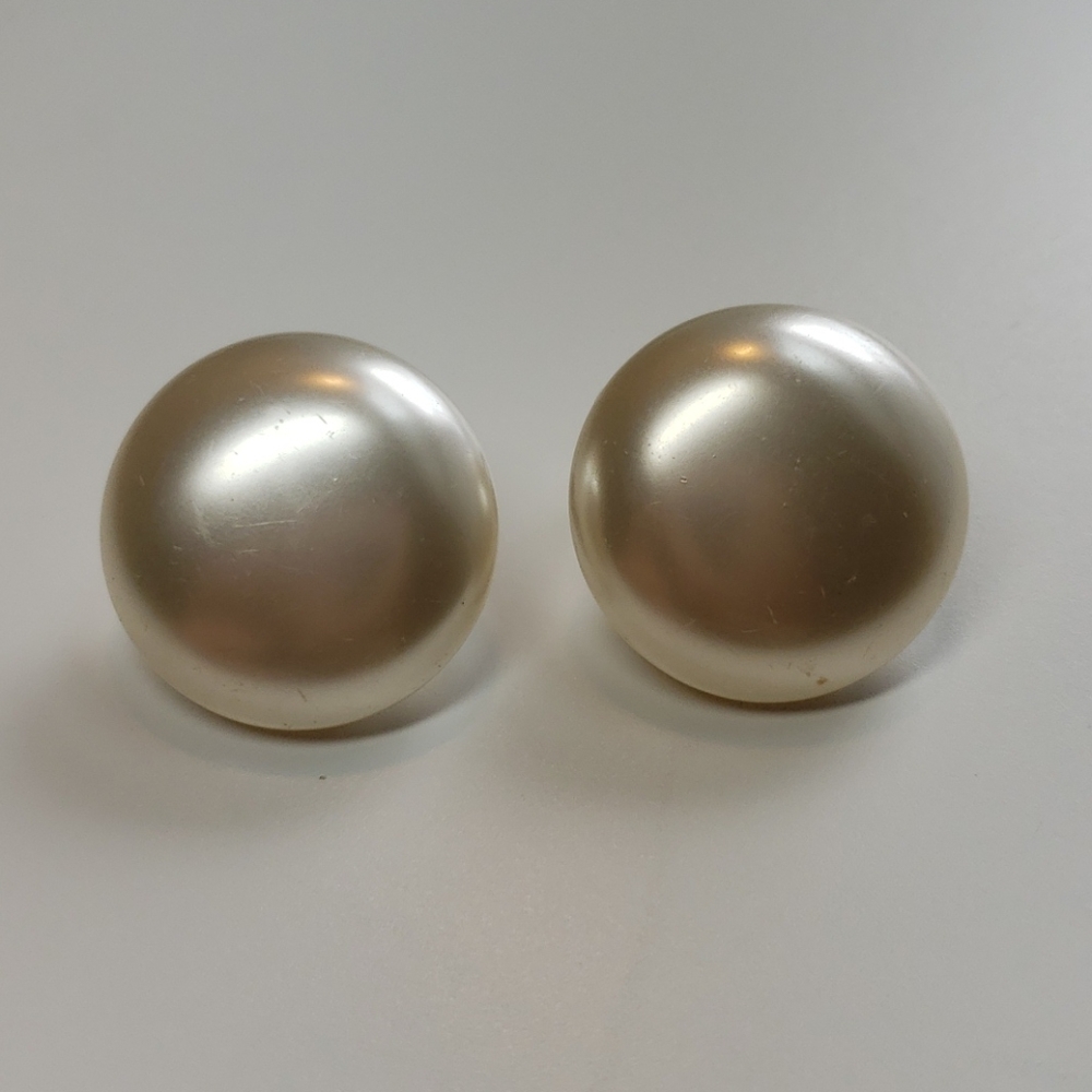 Large Pearl Clip Earrings